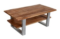 Couchtisch 115 X 65 Cm Massiv Honigfarben Mango Silber Patrick