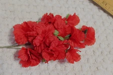 VINTAGE RUFFLED CARNATION SPRAY IN DEEP RED-60'S WAREHOUSE FIND!!
