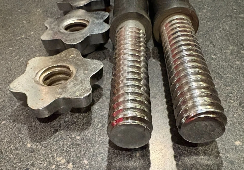 Две/1 пара YORK 14 «серебряный тяжелая атлетика гантели с подкладкой ручки с воротниками - Изображение 4 из 4