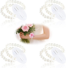 Corsage Wristlet Band Elastic Pearl Wrist Corsage Bracelets Bands for Women, Str