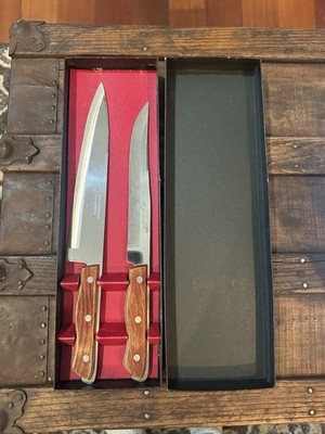 Maxam Stainless Steel Knife Set Carving/ Chef Wood Handles Made in Japan Org Box