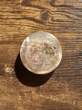 Mid Century Compact Case-Rococo Couple Design-Pearlized Lid-Vintage Vanity