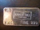 The Bunker Hill Company 1oz Vintage Poured Silver Bar #769 Fine 999 Silver