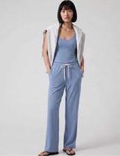 Vuori Pose Scoop Jumpsuit Women's Medium Bluebell Ribbed Built In Bra Straight