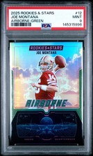 2025 Panini Rookies & Stars - Airborne Joe Montana #12 Green Prizm /5 PSA Mint 9