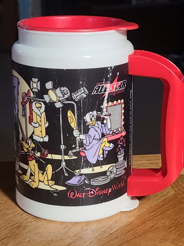 Vintage Whirley Walt Disney World All Star Resorts Plastic Cup Mug Souvenir
