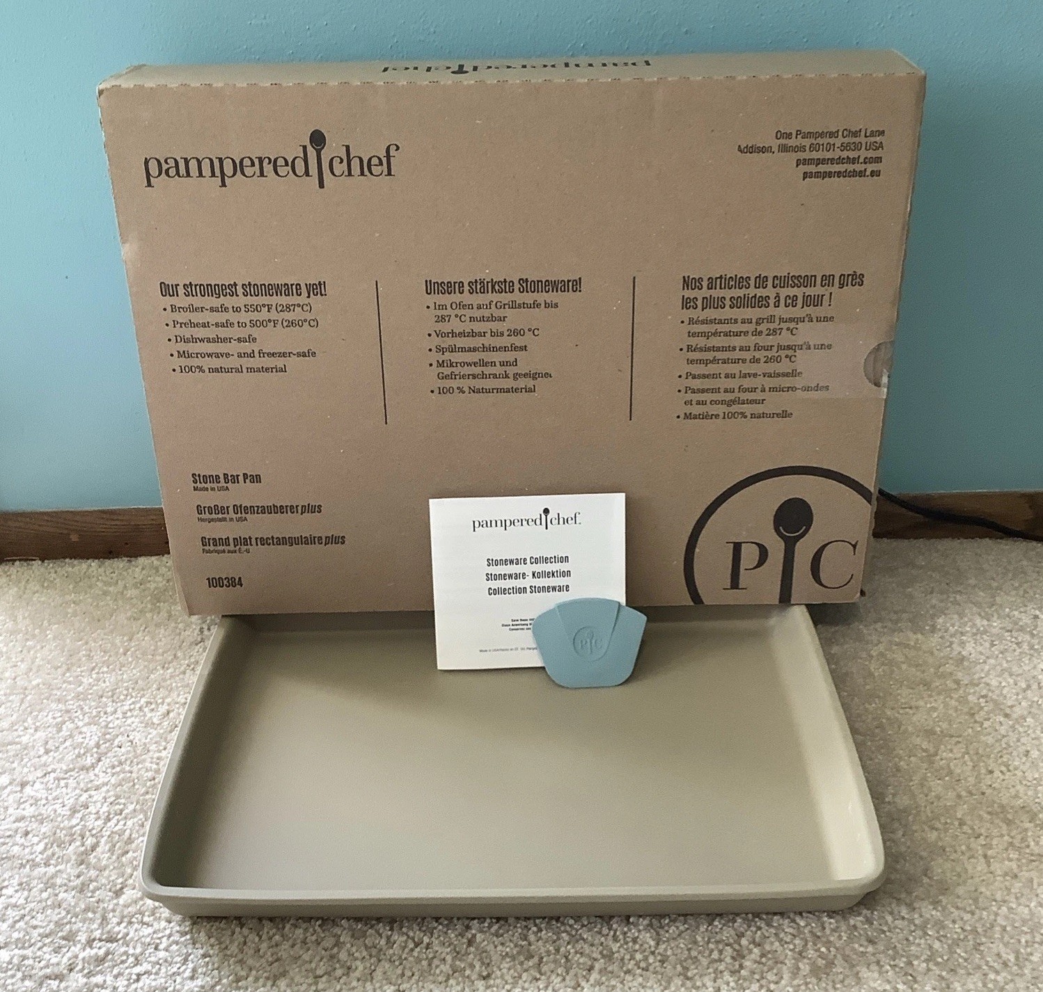 Pampered Chef Large Rectangle Stone Bar Pan Baking 100384 Cookie