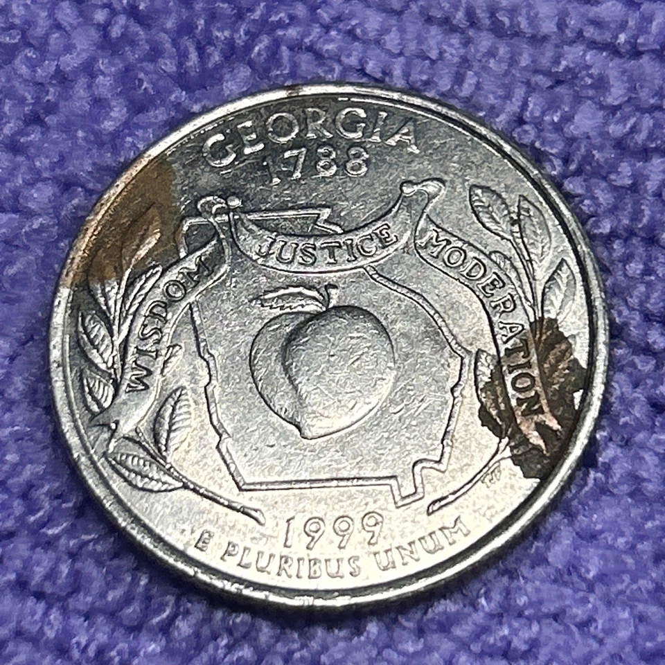1999-P 25c Georgia State Quarter Unusual Cladding ERRORS Obverse/Reverse - Image 2 of 4