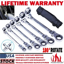 6PC NEW Flex-Head Double Box End Ratcheting Wrenches Extra Long Metric Universal