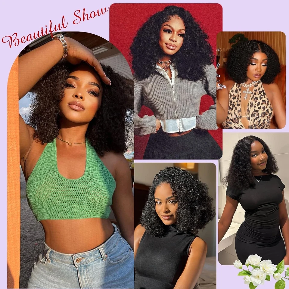 Wear and Go Bob Wig Human Hair Curly Glueless Wig Pre Plucked 4x4 Lace FrontWig - Image 4 of 4