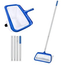 4.5FT Pool Skimmer Net with 4 Section Lightweight Aluminum Pole, Heavy-Duty D...