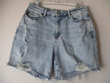 Judy Blue Shorts Womens 1XL Blue Cut-Off Denim Distressed 34 Waist Hi Rise Fray