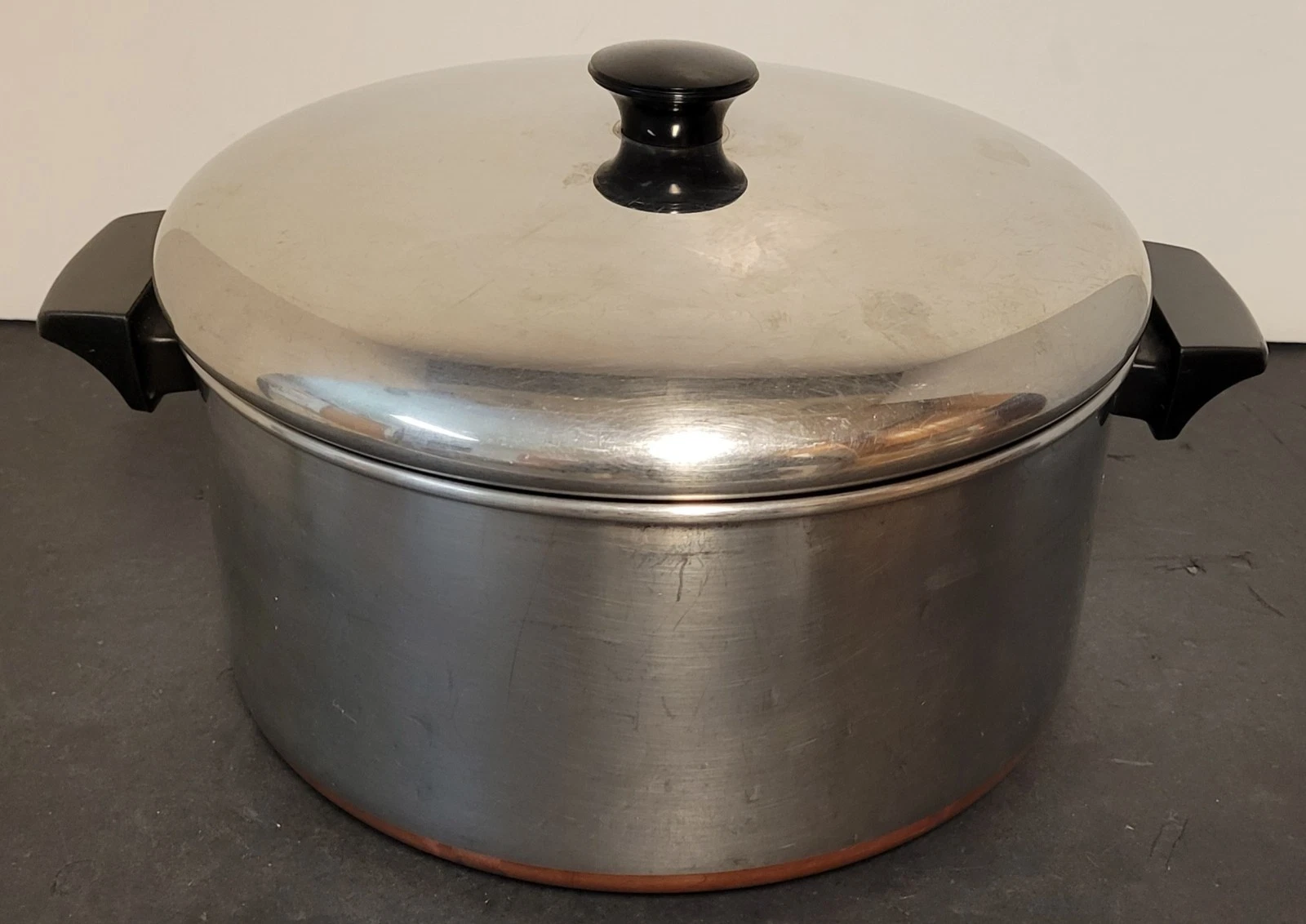 Vintage Revere Ware 6 Qt Stock Pot Stainless Steel w/Lid & Handles USA