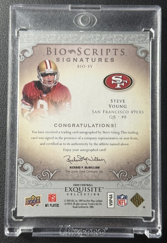 STEVE YOUNG 2009 UPPER DECK EXQUISITE INSCRIBED AUTO BIO SCRIPT SIGNATURES 1/5 - Picture 2 of 2