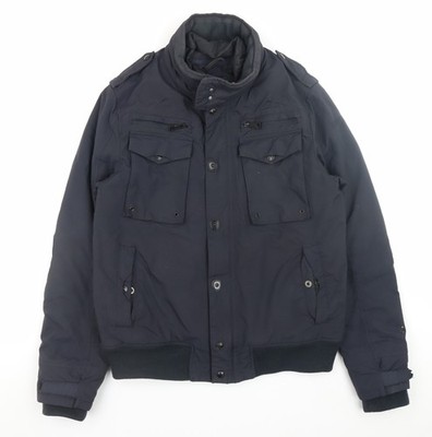 Schott Bomberjacke Herren blau Nylon Größe M Winter gefüttert