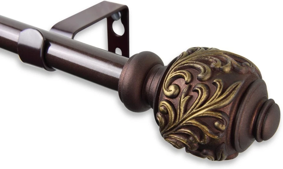 ROD DESYNE DP100-286 28 in. - 48 in. Single Curtain Rod in Light Gold W/ FINIALS - Image 2 of 2