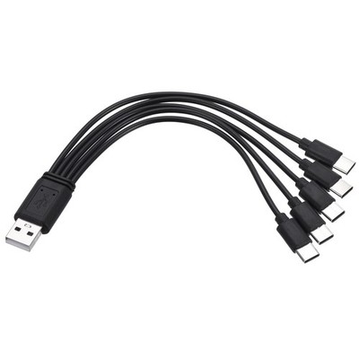 Multi Charging Cable, 5 in 1 USB A to USB Type C Splitter 8'', Black