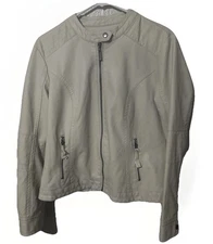 Apt 9 Moto Jacket Cream Ivory Imitation Leather Women's Large