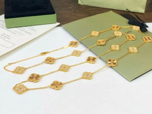 Van Cleef & Arpels Vintage Alhambra Necklace Diamond, Guilloche 20 motifs 18K YG - Picture 11 of 13