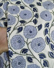 5 Yard Hand Block Print Handmade Cotton Indian Natural Sanganeri Print Fabric