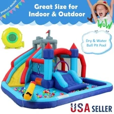 10in1 Inflatable Bounce House Slide Water Park with Climbing Wall & 580W Blower