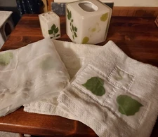 Vintage 5-Pc Aspen Tree Bath Set- Tissue Box, Shower Curtain, Towels, Toothbrush