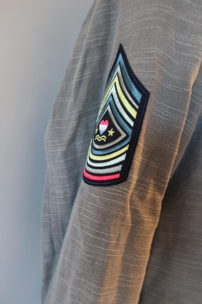 Womens Sundry Olive Green Patchwork Button Down S… - image 5