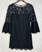 Lauren Ralph Lauren Dress 8 Black Lace Bell Sleeve Cocktail Wedding Guest Party
