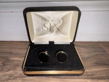 Vintage After Six Gold  Black Tuxedo Shirt Studs Set in Original Box