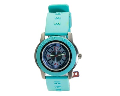 HANG TEN:WOMEN'S SILICON RUBBER BAND STAINLESS STEEL CASE ANALOG QUARTZ WATCH