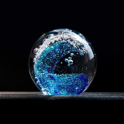 Blue Ocean Wave Briefbeschwerer Figur mundgeblasene Glaskugel Ornament Objekte D'Art