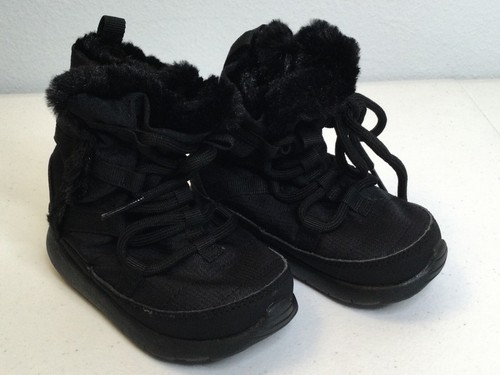 NIKE Black Faux Fur Lined Lace-Up Boots 