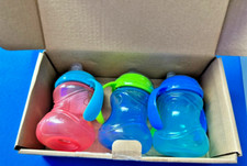Nuby 3 Piece No-Spill Grip N Sip Clik It Sippy Cup w/Soft Flex Spout 10 oz New