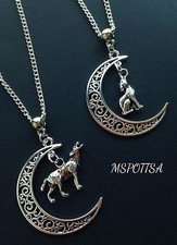 Crescent Moon Necklaces Teen Wolf Silver Best Friends Direwolf Stark GoT Wolves