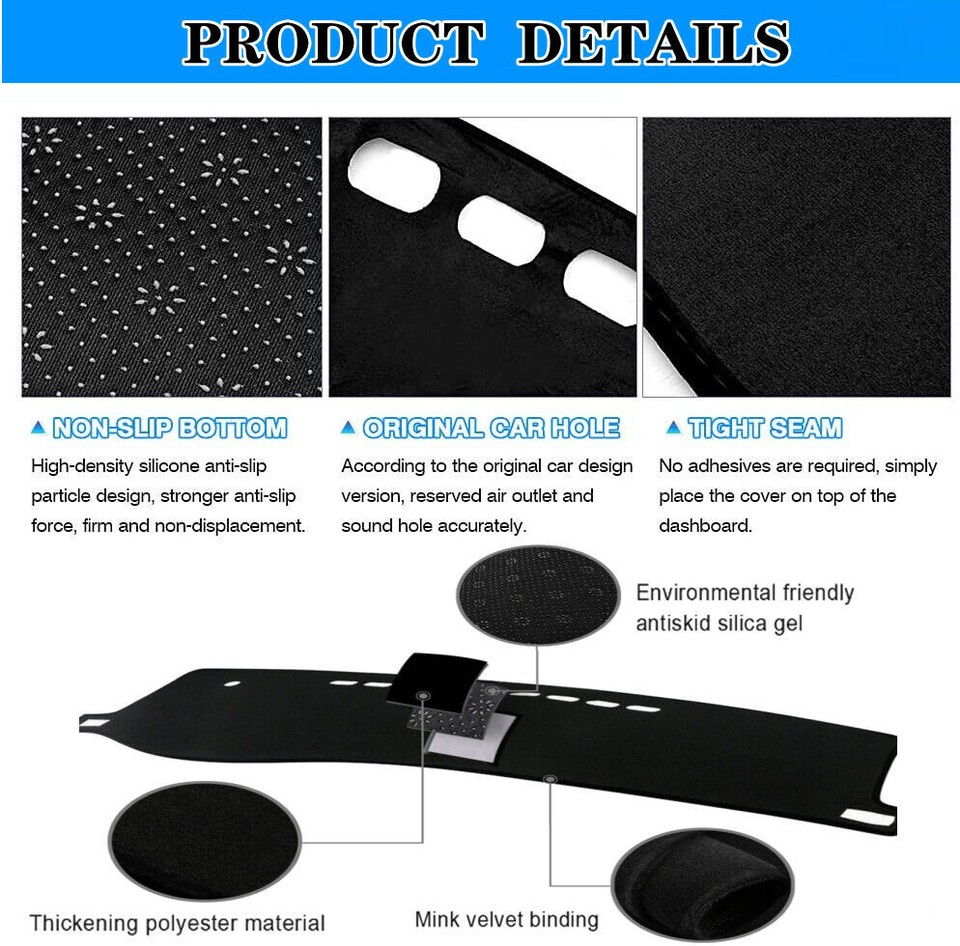 Black AntiSlip Dash Cover Pad Dashboard Mat fit for Acura TL 20042008
