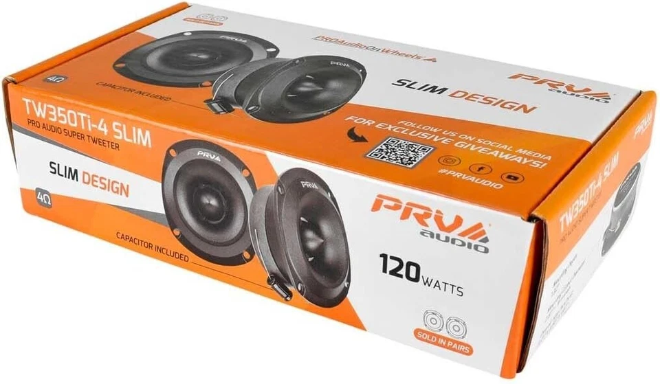2x PRV 240W Super Tweeter Poco Profundo TW350Ti-4 DELGADO 3.5" Bala 4 Ohmios Titanio Foto 2 de 4