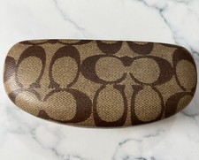 Coach Signature C Monogram Tan Brown Clamshell Eye Glasses Hard Case