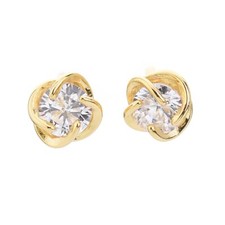 Sterling Silver CZ Everyday Wear Flower 5 mm Push Back Stud Earrings EPR 123