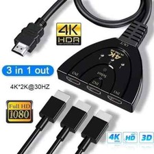 2FT 4K HDMI 2.0 Cable Auto Switch Switcher Splitter Adapter 3 In-1 Out Device