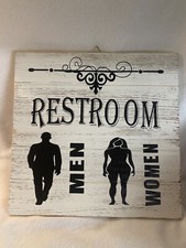 Hand Crafted Unisex Restroom Sign Bathroom Sign Made in USA