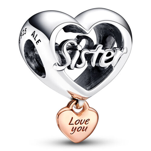 PANDORA Jewelry Silver Charm Love You Sister Heart 782244C00
