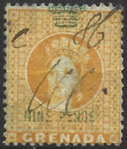 Grenada 1870-80's, QV, 9d Orange Revenue Stamp - On Paper #F7960
