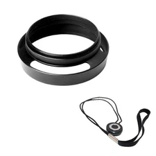 52mm Tilted Vented Metal Lens Hood Sun Shade+Lens Cap Holder f/ Canon Nikon Sony