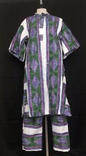 Mens Pant Suit 2 Piece Set Ethnic Africa Woven Boubou Festival Wear Gold Sequins