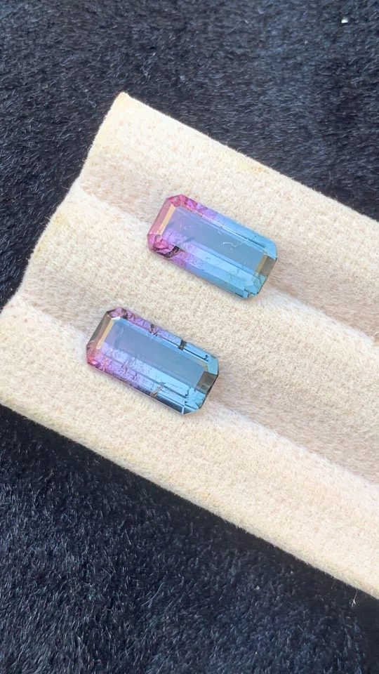 5.59CRT  rare bicolour Tourmaline pairNatural Earth Mined Unheated Faceted - Image 4 of 4