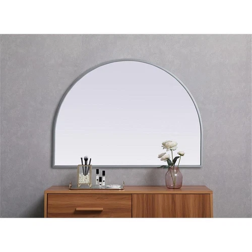 Elegant Decor Ayra 33x24" Arch Modern MDF Wood/Iron Mirror in Silver - Picture 2 of 9