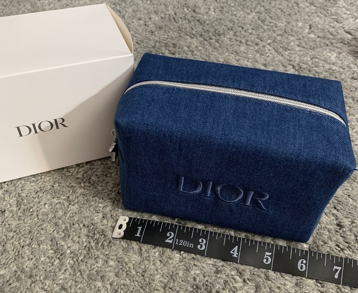 DIOR ネイビー ポーチ DIOR makeup cosmetics Pouch Denim blue fabric CD zip