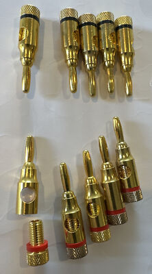 5 Pairs Gold Plated Speaker Banana Plugs   Open Screw Type
