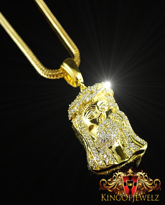 MENS WOMENS 14K TRIPLE GOLD DIPPED JESUS FACE