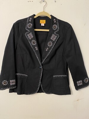RUBY RD UNLINED JACKET ENHANCEMENTED W/ EMBROIDERY BEADS WORK CASUAL RANCH 14